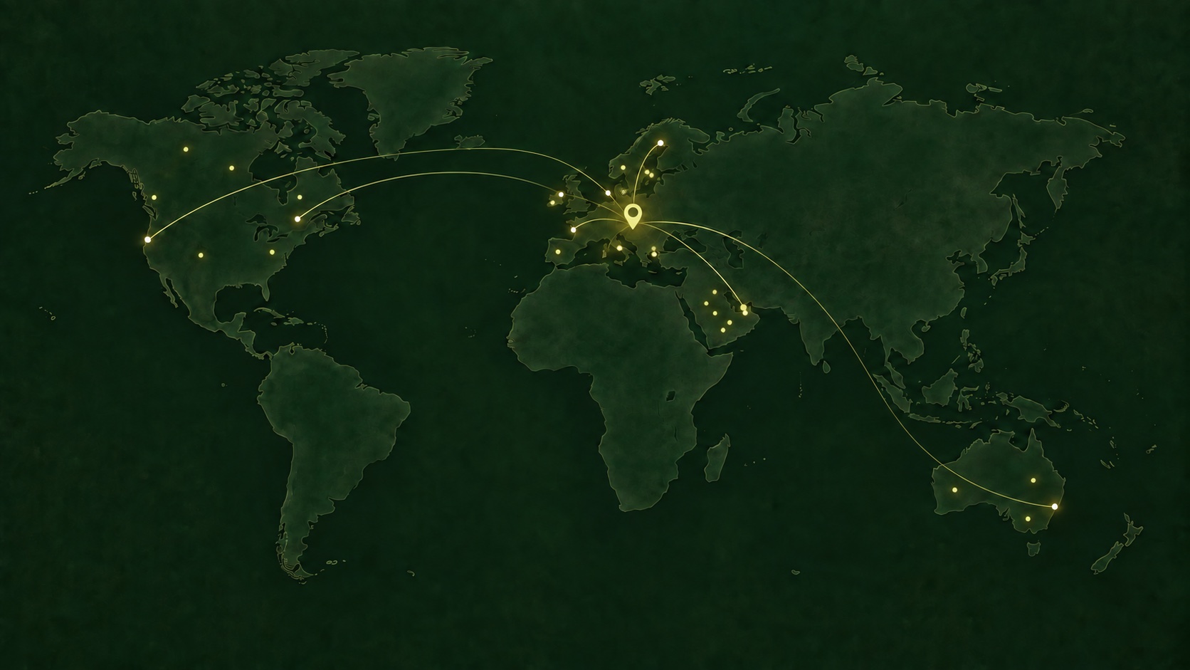 A world map centred on Prague, where DOGSITTING.CZ is based